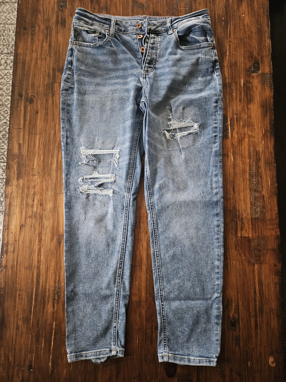 Maurices Boyfriend Light Wash Distressed Button-Fly Jeans Size 12